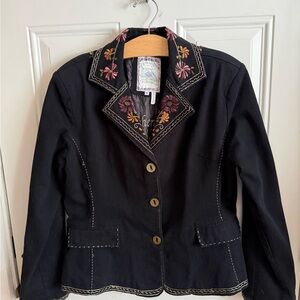 Paparazzi Black Blazer with  Floral Embroidery